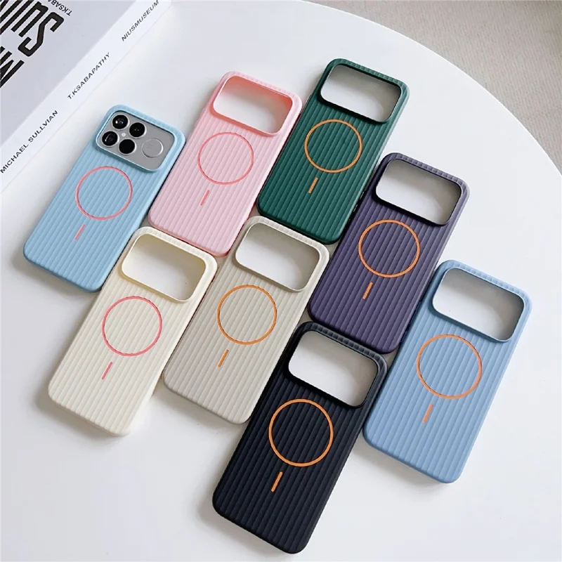 For Xiaomi Redmi K90 Pro Max 5G Magnetic Case Corrugated Texture Hard PC Phone Protective Cover - Dark Green