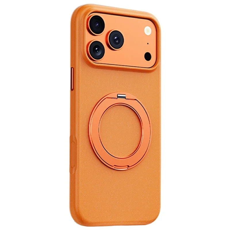 For iPhone 17 Pro Magnetic Case Rotating Kickstand Matte Texture Anti-Fingerprint PC + TPU Shockproof Phone Cover - Orange
