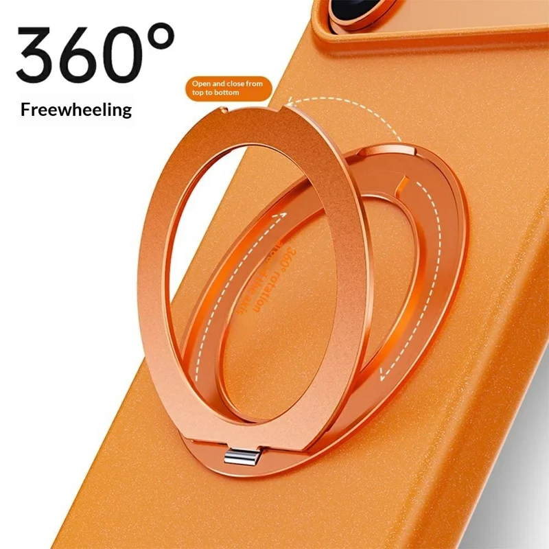 For iPhone 17 Pro Magnetic Case Rotating Kickstand Matte Texture Anti-Fingerprint PC + TPU Shockproof Phone Cover - Orange