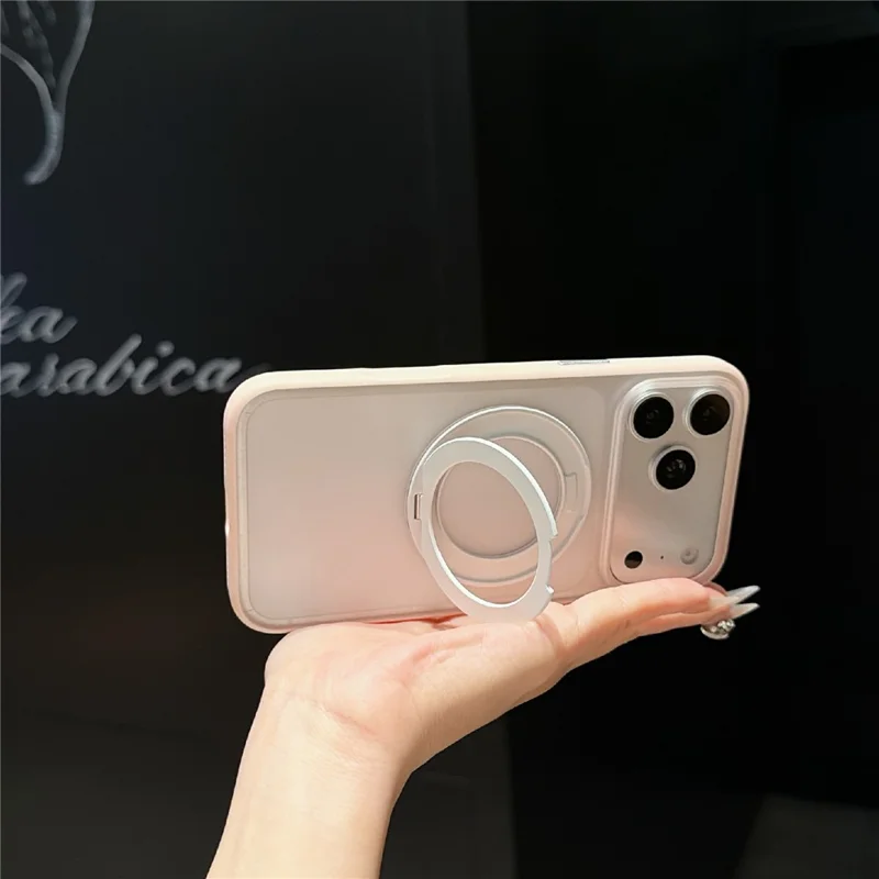 For iPhone 17 Pro Magnetic Case Rotating Kickstand Matte  PC + TPU Phone Cover - Transparent Black