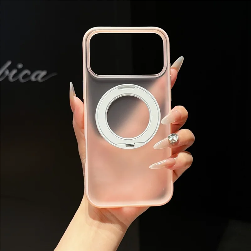 For iPhone 17 Pro Magnetic Case Rotating Kickstand Matte  PC + TPU Phone Cover - Transparent Black