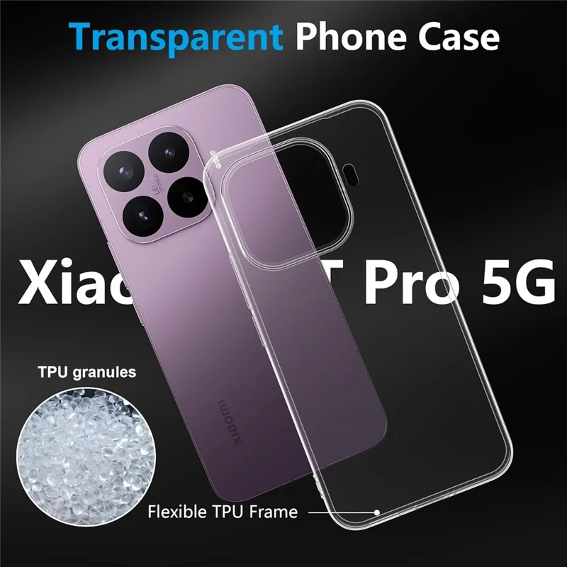 Coque transparente en TPU anti-rayures pour Xiaomi 17T Pro + protection d'écran en verre trempé avec bord 2.5D