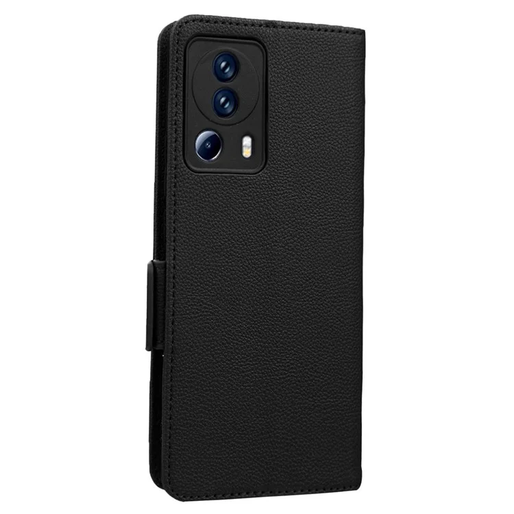 Для Xiaomi Civi 2 5G / 12 Lite NE 5G Магнитная Телефонная Крышка Телефона Litchi Texture Viewsing Stand pu Кожаный Чехол с Ремешком с Ремешком - Черный