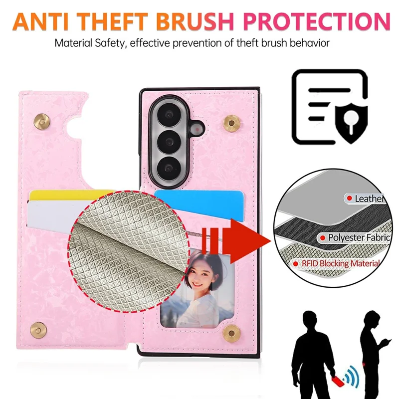 For Samsung Galaxy Z Fold8 Ultra Case Flower Leather TPU RFID Blocking Phone Cover Card Slots - Rose Flower