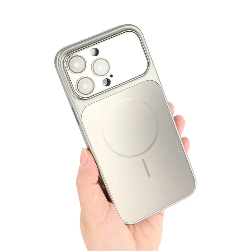 For iPhone 16 Pro Max Magnetic Case AG Matte PC + TPU Shockproof Phone Cover with Lens Film - Grey