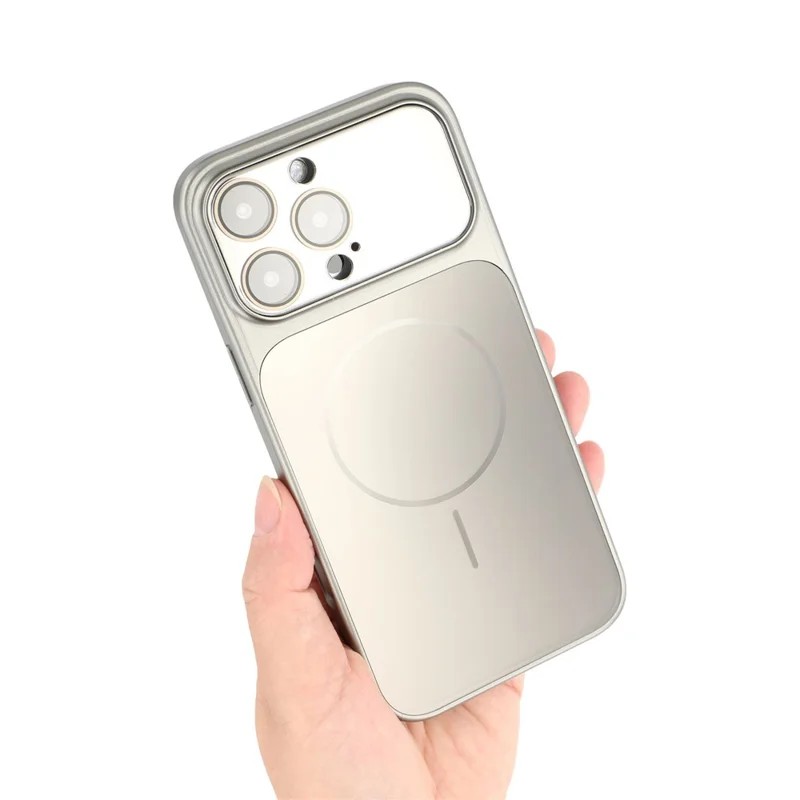 For iPhone 15 Pro Max Magnetic Case AG Matte PC + TPU Shockproof Phone Cover with Lens Film - Grey