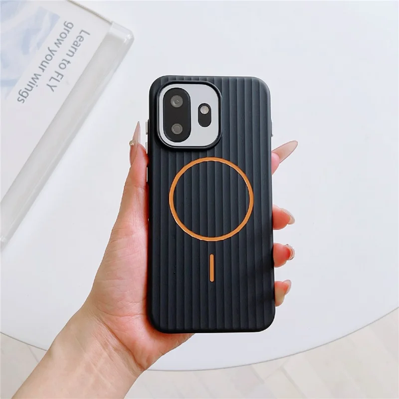 Cover magnetica per OnePlus 15T 5G con texture a righe ondulate, custodia protettiva rigida in PC - Grigio grafite