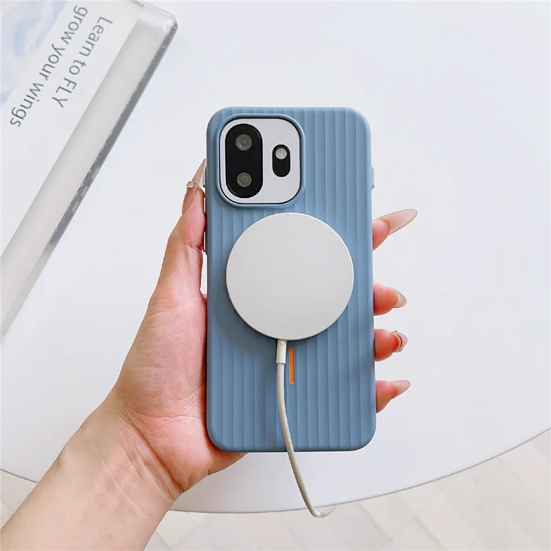 Cover magnetica per OnePlus 15T 5G con texture a righe ondulate, custodia protettiva rigida in PC - Grigio grafite