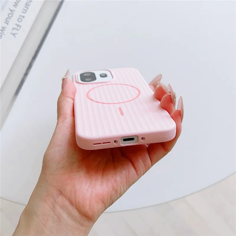 Cover magnetica per OnePlus 15T 5G con texture a righe ondulate, custodia protettiva rigida in PC - Grigio grafite