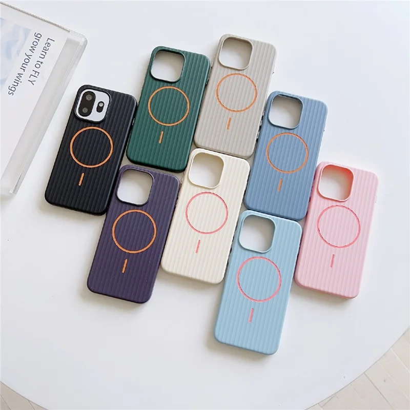 Cover magnetica per OnePlus 15T 5G con texture a righe ondulate, custodia protettiva rigida in PC - Grigio grafite