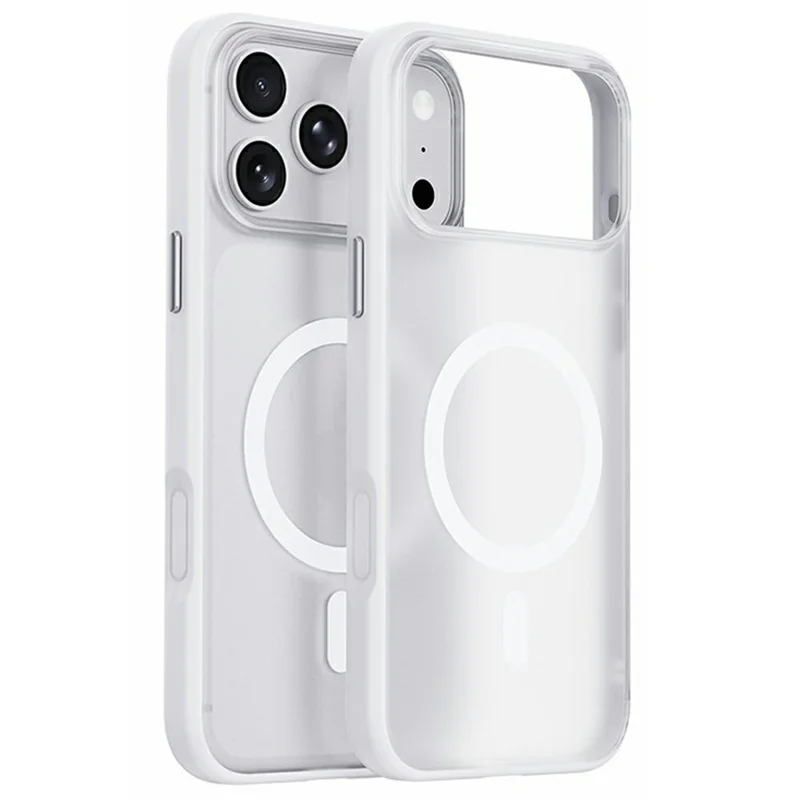 For iPhone 17 Pro Max Magnetic Case Translucent Matte PC + TPU Phone Cover Compatible with MagSafe - Transparent White