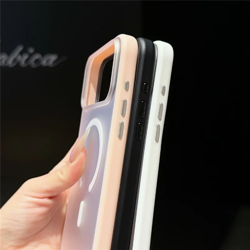 For iPhone 17 Pro Max Magnetic Case Translucent Matte PC + TPU Phone Cover Compatible with MagSafe - Transparent White