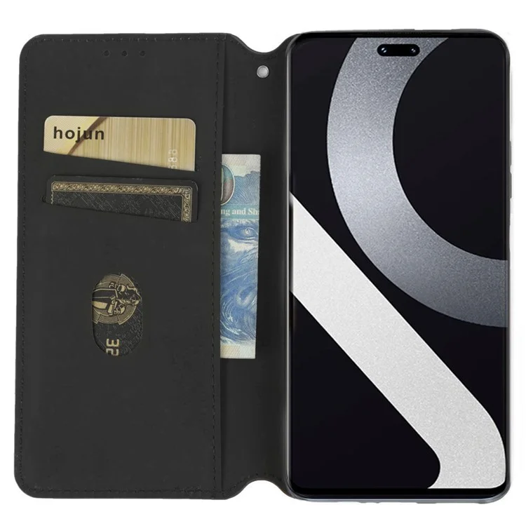Per Xiaomi Civi 2 5G / 12 Lite NE 5G Portafoglio di Supporto Per Motivi Rombi Impresso Case di Telefono Completamente Avvolto PU in Pelle Magnetica Auto-assorbita Flip Cover Flip - Nero