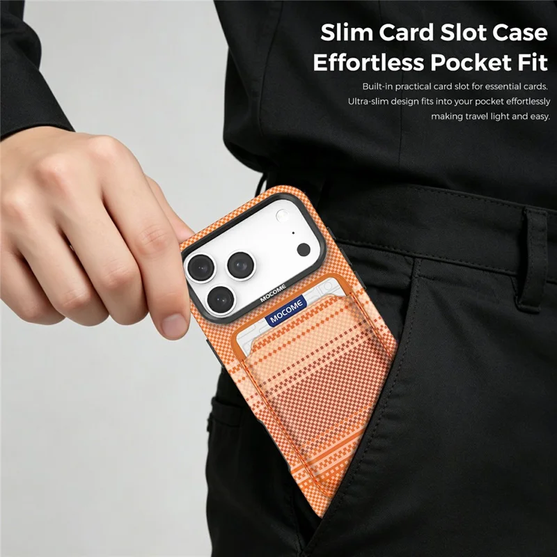 Custodia Magnetica per iPhone 17 Pro Max con Rivestimento in Pelle Gradient Arcobaleno TPU + PC con Portatessere - Arancione