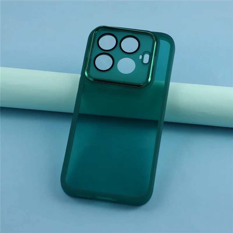 For Xiaomi 17T Case Electroplated Camera Frame TPU Phone Cover - Transparent Army Green