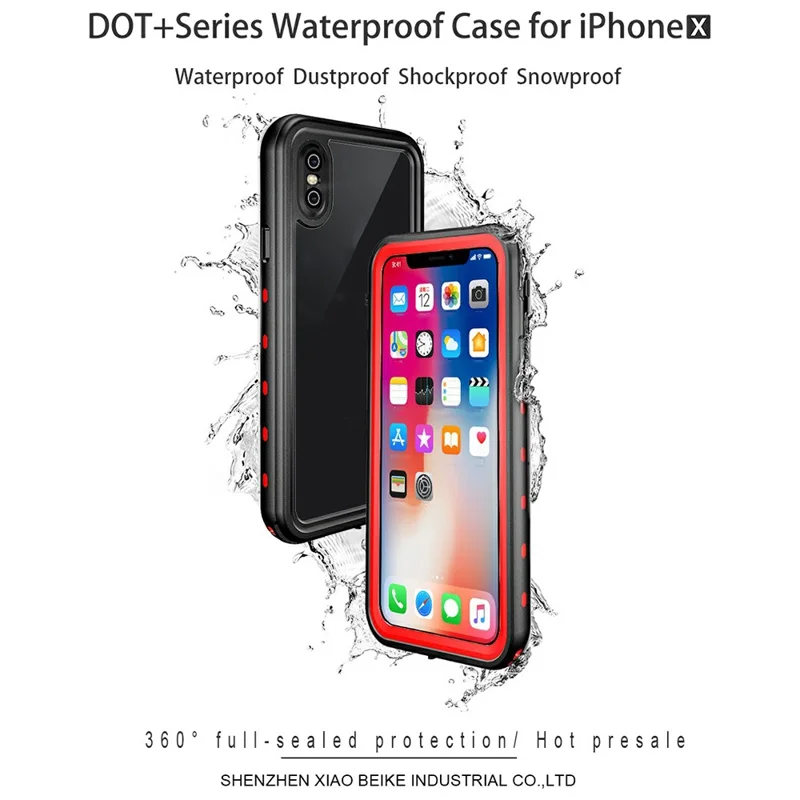 REDPEPPER Dot+ Series For iPhone X  /  XS 5.8 inch Underwater Phone Case IP68 Waterproof Shockproof Dustproof TPU+PC Cover - Black