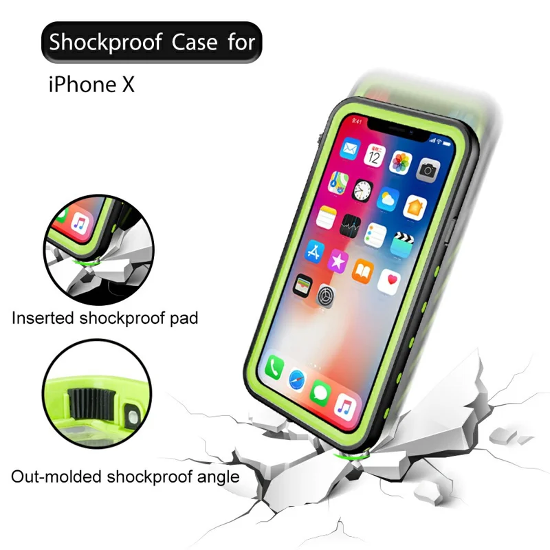 REDPEPPER Dot+ Series For iPhone X  /  XS 5.8 inch Underwater Phone Case IP68 Waterproof Shockproof Dustproof TPU+PC Cover - Black