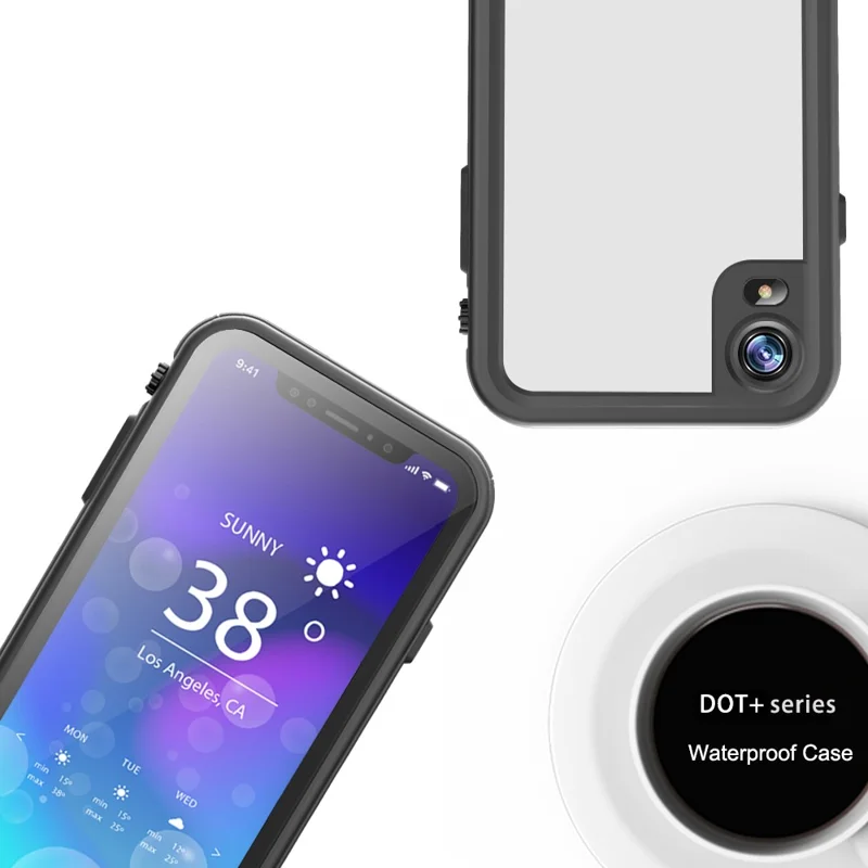 REDPEPPER Dot+ Series For iPhone XR 6.1 inch Underwater Phone Case IP68 Waterproof Shockproof Dustproof TPU+PC Cover - Black