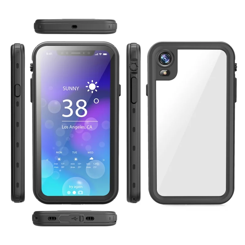 REDPEPPER Dot+ Series For iPhone XR 6.1 inch Underwater Phone Case IP68 Waterproof Shockproof Dustproof TPU+PC Cover - Black