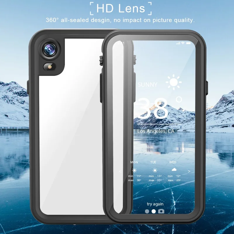 REDPEPPER Dot+ Series For iPhone XR 6.1 inch Underwater Phone Case IP68 Waterproof Shockproof Dustproof TPU+PC Cover - Black