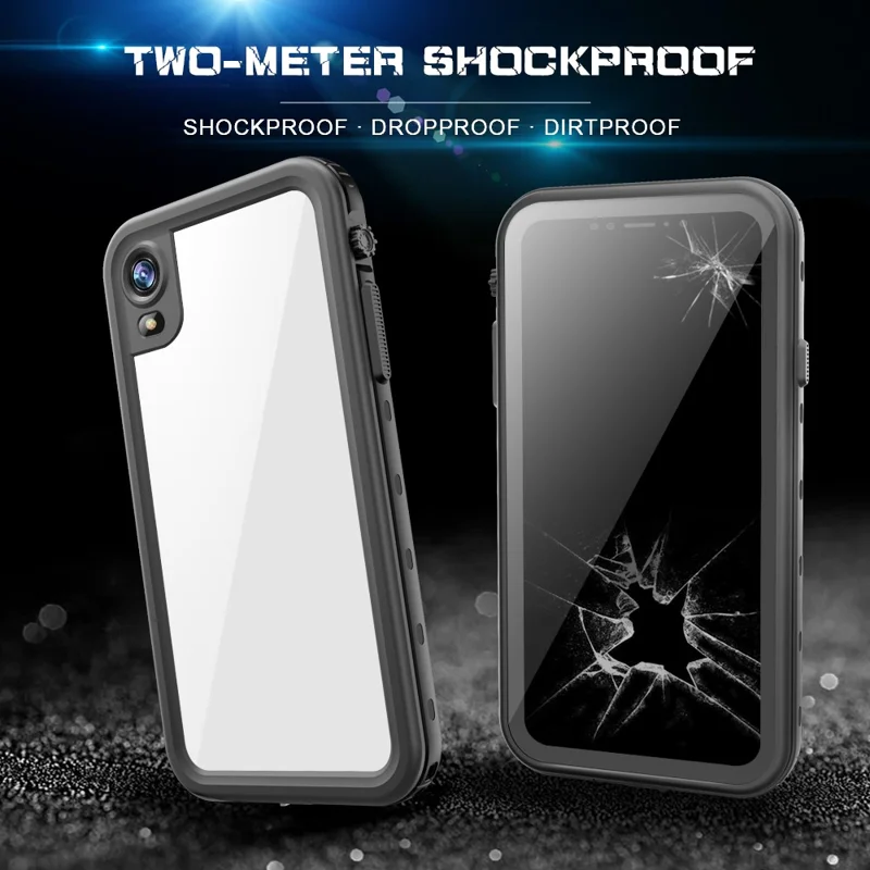 REDPEPPER Dot+ Series For iPhone XR 6.1 inch Underwater Phone Case IP68 Waterproof Shockproof Dustproof TPU+PC Cover - Black