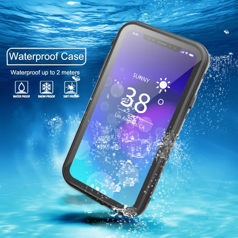 REDPEPPER Dot+ Series For iPhone XR 6.1 inch Underwater Phone Case IP68 Waterproof Shockproof Dustproof TPU+PC Cover - Black