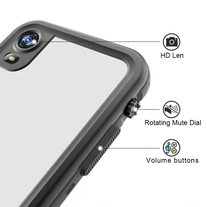 REDPEPPER Dot+ Series For iPhone XR 6.1 inch Underwater Phone Case IP68 Waterproof Shockproof Dustproof TPU+PC Cover - Black
