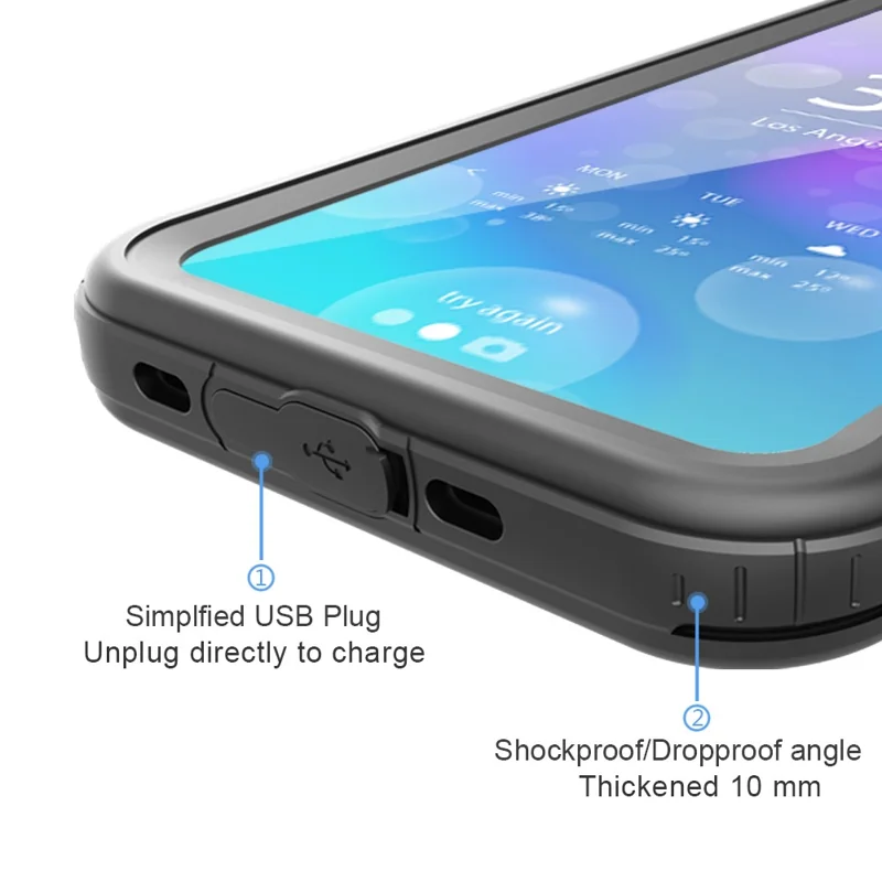 REDPEPPER Dot+ Series For iPhone XR 6.1 inch Underwater Phone Case IP68 Waterproof Shockproof Dustproof TPU+PC Cover - Black