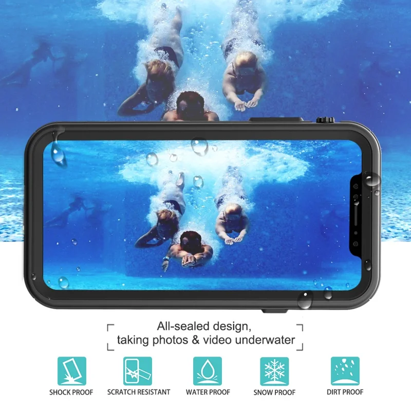 REDPEPPER Dot+ Series For iPhone XR 6.1 inch Underwater Phone Case IP68 Waterproof Shockproof Dustproof TPU+PC Cover - Black