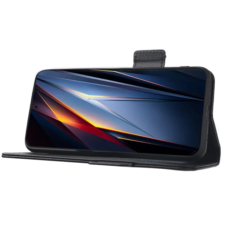 Per Tecno Pova Neo 2 / Funzione di Supporto Lg6n Coperchio Magnetico Coperchio Portafoglio di Texture Litchi PU Custodia Per Telefono a Flip Resistente Agli Shock Con Cinturino - Nero