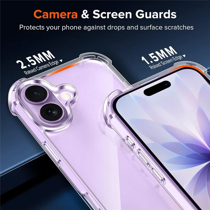 For iPhone 17 Case Military Grade Drop Protection Acrylic + TPU Phone Cover - Transparent