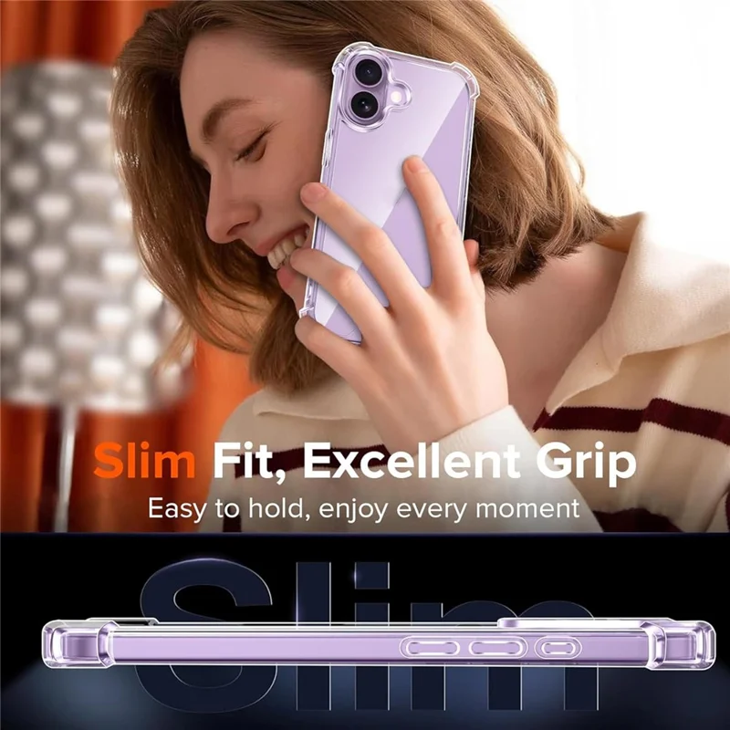 For iPhone 17 Case Military Grade Drop Protection Acrylic + TPU Phone Cover - Transparent