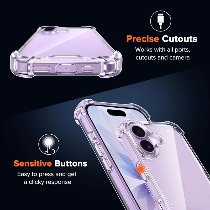 For iPhone 17 Case Military Grade Drop Protection Acrylic + TPU Phone Cover - Transparent
