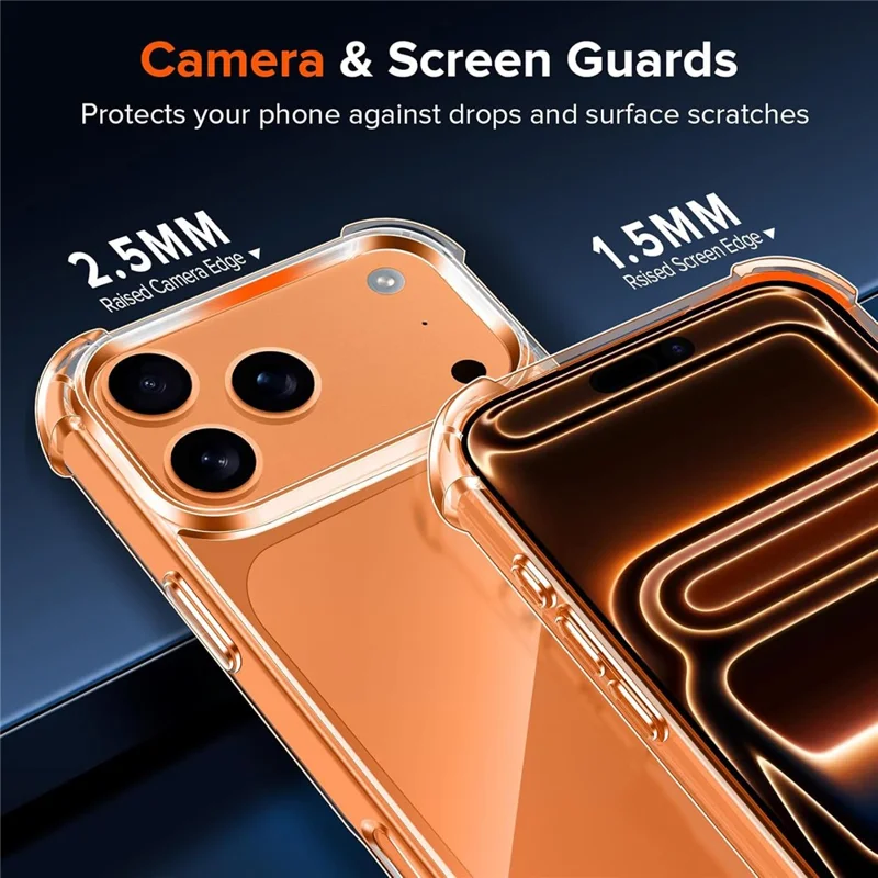 For iPhone 17 Pro Max Case Military Grade Drop Protection Acrylic + TPU Phone Cover - Transparent