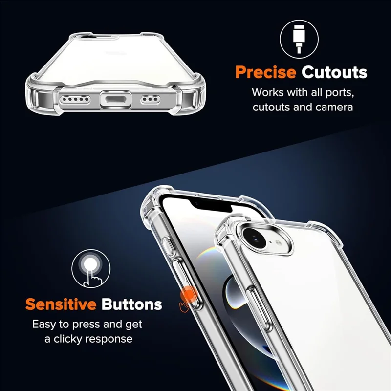 For iPhone 17e / 16e Case Military Grade Drop Protection Acrylic + TPU Phone Cover - Transparent