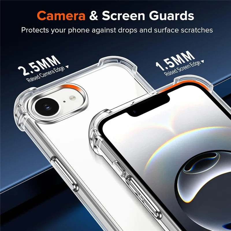 For iPhone 17e / 16e Case Military Grade Drop Protection Acrylic + TPU Phone Cover - Transparent