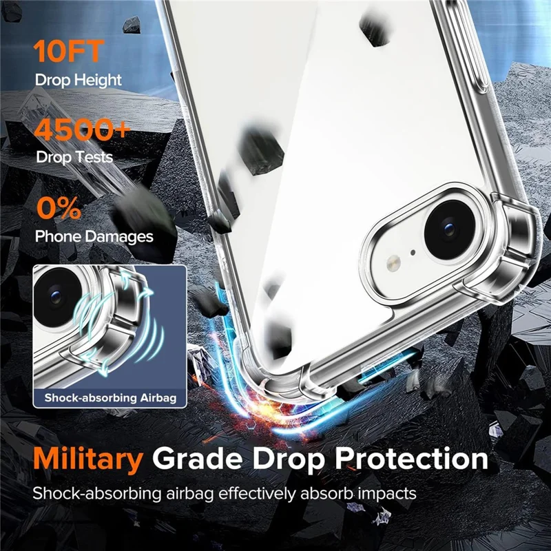 For iPhone 17e / 16e Case Military Grade Drop Protection Acrylic + TPU Phone Cover - Transparent