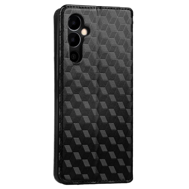 For TECNO Pova Neo 2 / LG6n Stand Wallet Phone Case, Imprinted Rhombus Pattern PU Leather Magnetic Auto-Absorbed Folio Flip Cover - Black