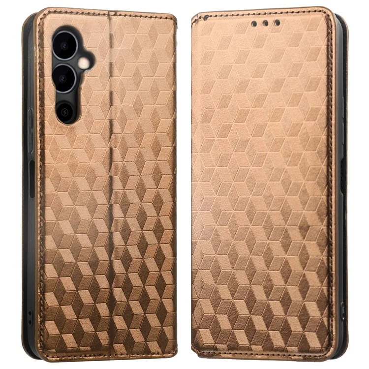 For TECNO Pova Neo 2 / LG6n Stand Wallet Phone Case, Imprinted Rhombus Pattern PU Leather Magnetic Auto-Absorbed Folio Flip Cover - Brown