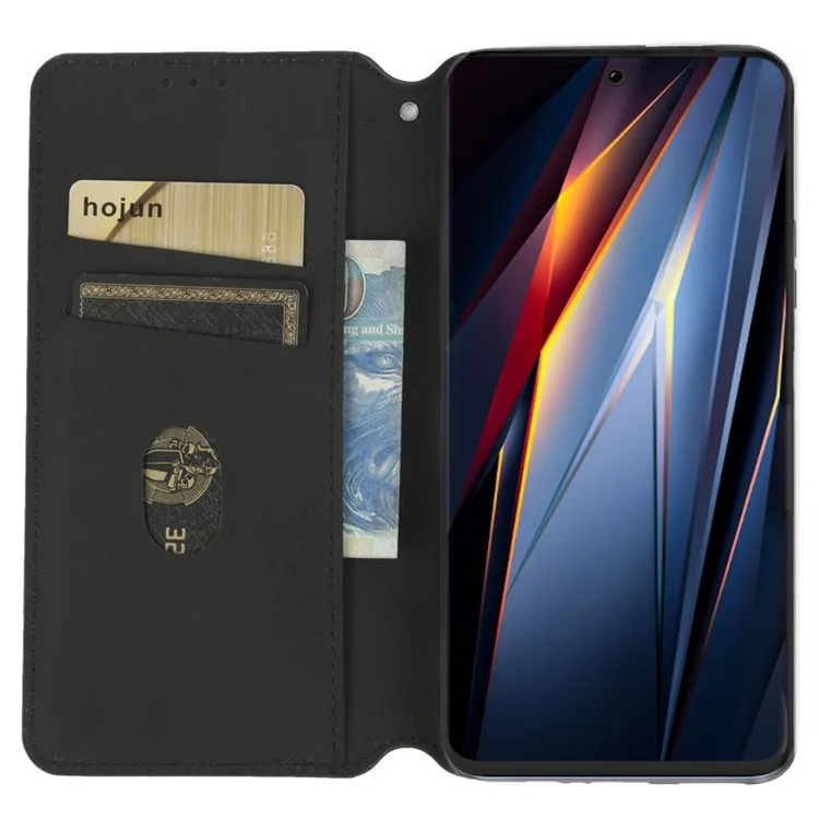 For TECNO Pova Neo 2 / LG6n Stand Wallet Phone Case, Imprinted Rhombus Pattern PU Leather Magnetic Auto-Absorbed Folio Flip Cover - Brown