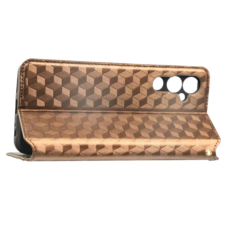 For TECNO Pova Neo 2 / LG6n Stand Wallet Phone Case, Imprinted Rhombus Pattern PU Leather Magnetic Auto-Absorbed Folio Flip Cover - Brown