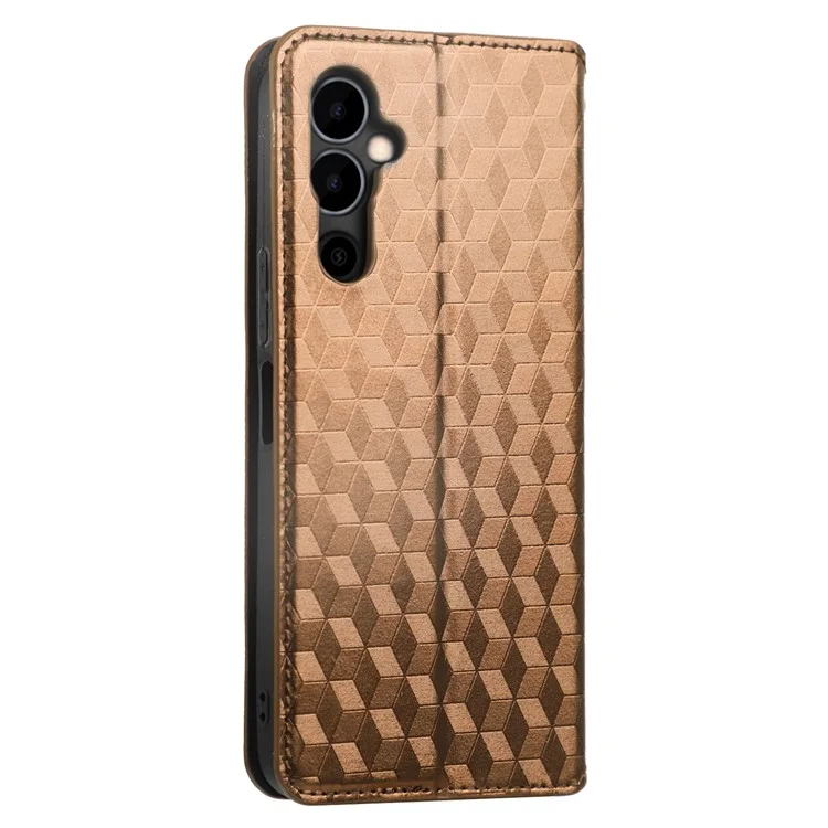 For TECNO Pova Neo 2 / LG6n Stand Wallet Phone Case, Imprinted Rhombus Pattern PU Leather Magnetic Auto-Absorbed Folio Flip Cover - Brown