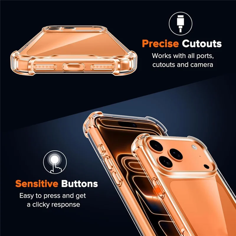 For iPhone 18 Pro Case Military Grade Drop Protection Acrylic + TPU Phone Cover - Transparent