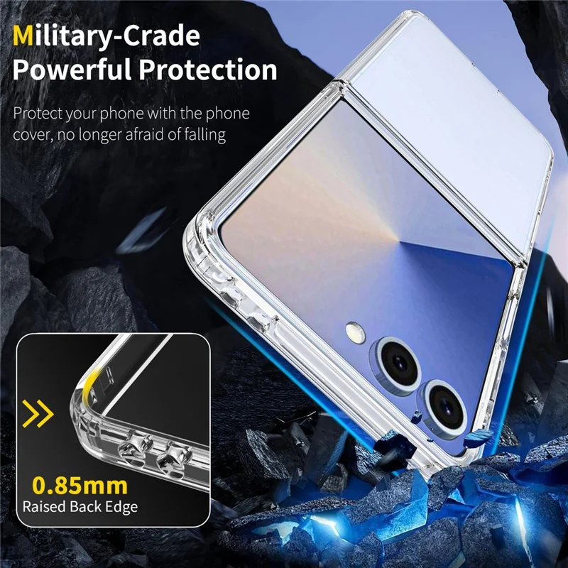 For Samsung Galaxy Z Flip8 Clear Phone Case TPU+Acrylic Shockproof Phone Back Cover - Transparent
