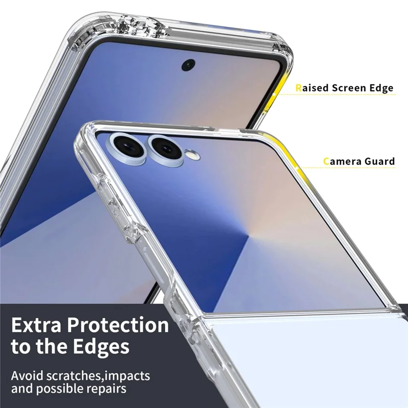 For Samsung Galaxy Z Flip8 Clear Phone Case TPU+Acrylic Shockproof Phone Back Cover - Transparent