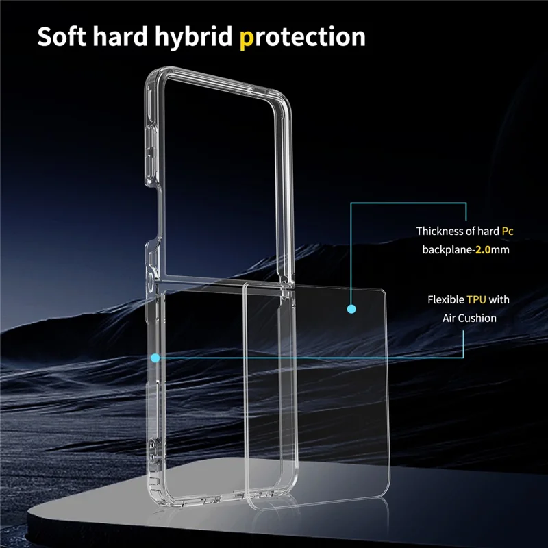 For Samsung Galaxy Z Flip8 Clear Phone Case TPU+Acrylic Shockproof Phone Back Cover - Transparent