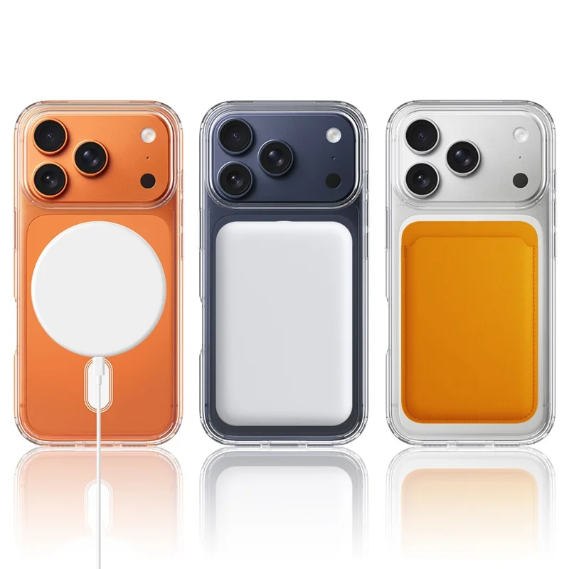 For iPhone 18 Pro Max C-shaped Magnetic Case TPU + Acrylic Clear Phone Back Cover - Transparent