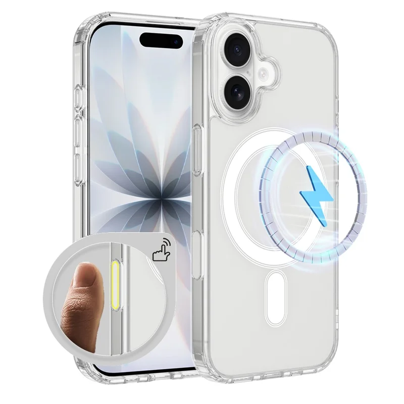 For iPhone 18 Magnetic Case TPU + Acrylic Phone Cover with Camera Control Button - Transparent