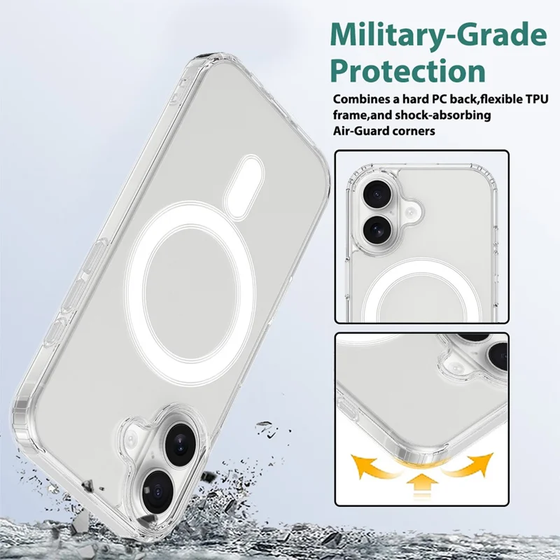 For iPhone 18 Magnetic Case TPU + Acrylic Phone Cover with Camera Control Button - Transparent