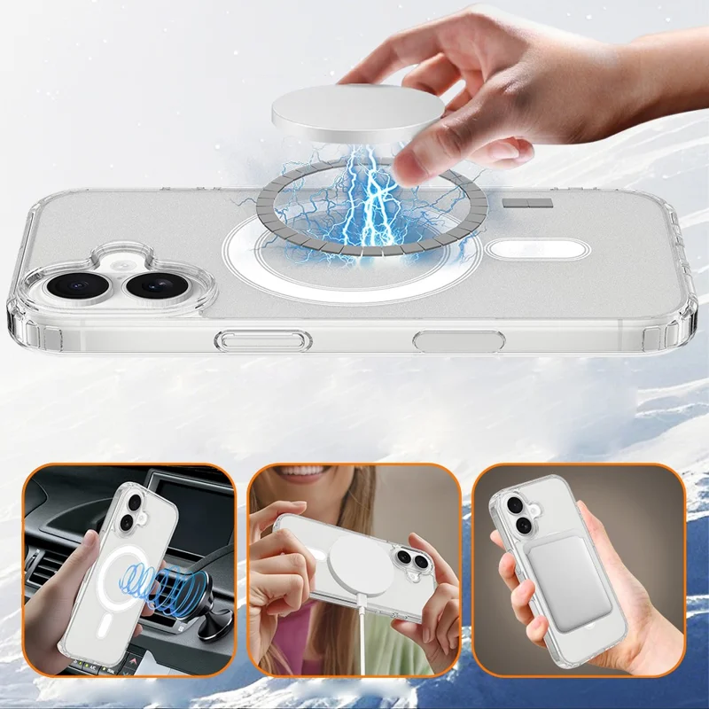 For iPhone 18 Magnetic Case TPU + Acrylic Phone Cover with Camera Control Button - Transparent